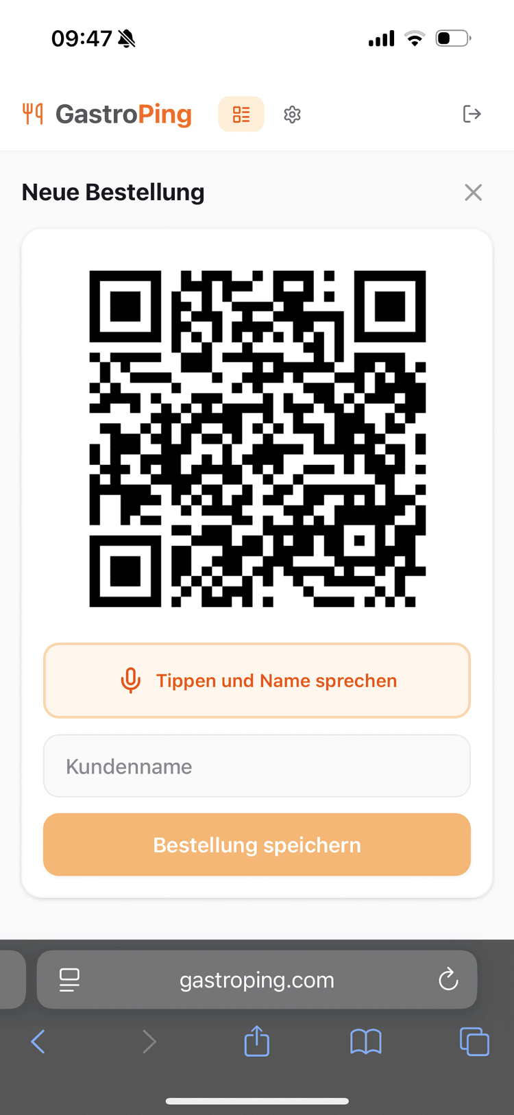 Neue Bestellung erstellen